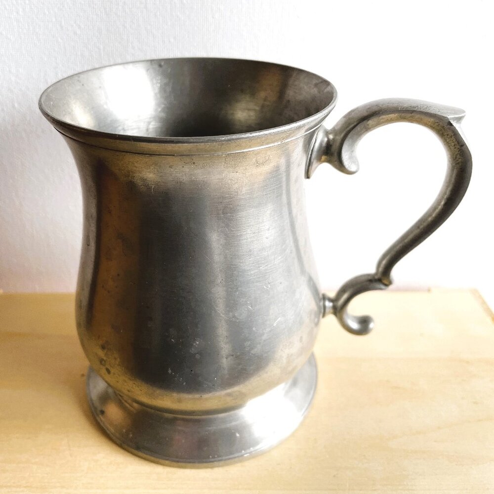 Crown and Rose Cast Pewter Vintage Tankard or Stein, Made in England